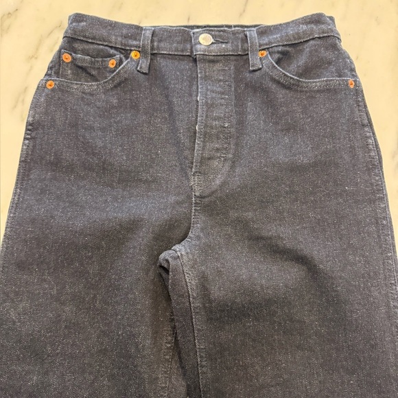 Re Done- Dark Wash Denim 90s High Rise Loose Straight Leg Jeans - Picture 3 of 7